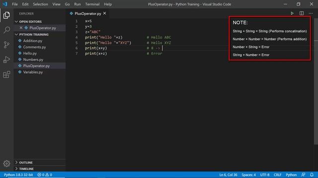Working with Plus Operator in Python