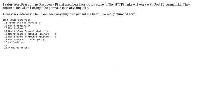 Wordpress: LetsEncrypt WordPress on the Raspberry Pi - Nice url's give 404 with https, http works смотреть онлайн