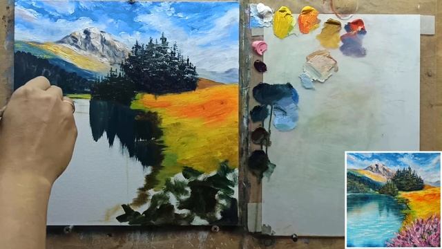 ?Пейзажная картина. Мастер-класс по живописи маслом #урокживописи #живописьмаслом #мастеркласс