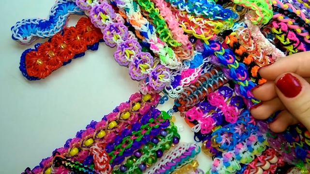 ОБЗОР БРАСЛЕТОВ из РЕЗИНОК REVIEW BRACELETS RAINBOW LOOM BANDS CHARMS