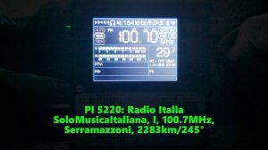 23.06.2024 18:53UTC, [Es], Radio Italia SoloMusicaItaliana, Италия, 100.7МГц, 2283км