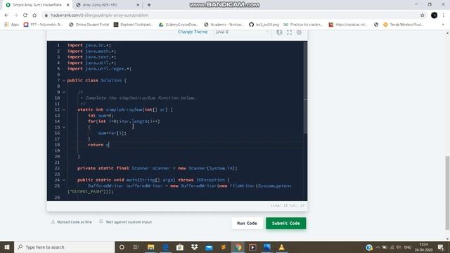 Simple Array Sum Hackerrank with Solution in java| sum of an array | for, foreach loop|warmup#codin