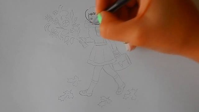 Рисунок к 1 сентября ШКОЛЬНИЦА, ДЕНЬ ЗНАНИЙ/491/Drawing for the day of knowledge смотреть онлайн