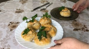 Очень нежные и сочные Мешочки из слоеного теста С начинкой Куриная грудка и грибы