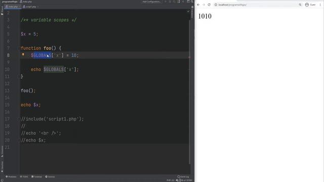24 PHP Variable Scopes - Static Variables - Full PHP 8 Tutorial смотреть онлайн