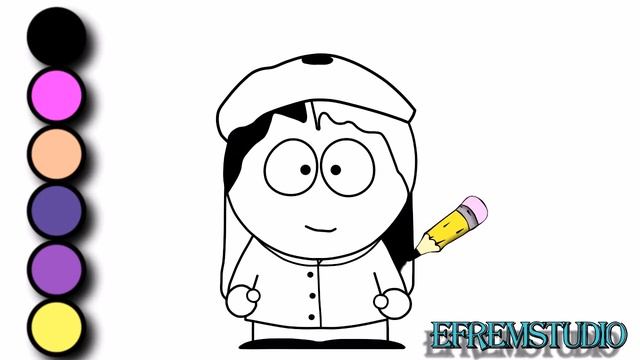 Как нарисовать Ведни Тестабургер  Раскраска Южный парк  How to draw Wendy Testaburger  Coloring boo