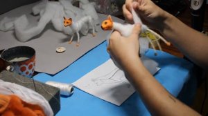 Игрушки в смешанной технике - коты. Процесс - 1