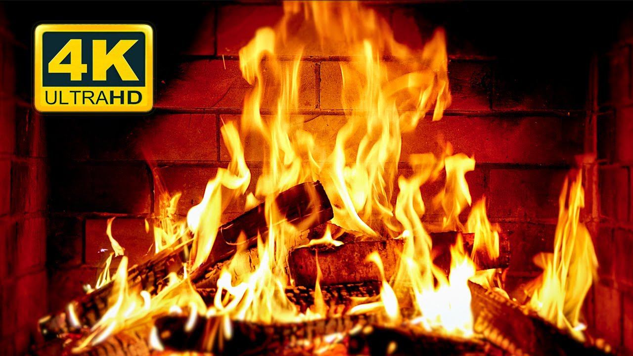 Cozy Fireplace 4K (12 HOURS). Fireplace with Crackling Fire Sounds. Crackling Fireplace 4K
