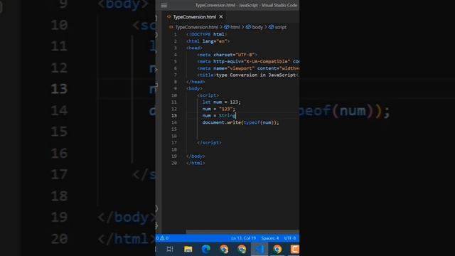 string conversation to number in JavaScript | string to number javascript#coding