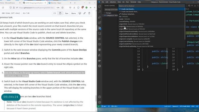 AZ 400 Lecture 11 Version Controlling with Git in Azure Repos - Work with Branches in Azure Rep смотреть онлайн