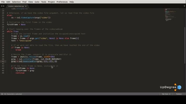 Motion Detection Tutorial using OpenCV Python | OpenCV Python Tutorial | Updegree