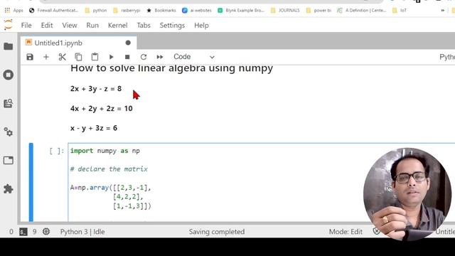Lecture 31 || Solving Linear Equations using Python and NumPy || Python for Beginner|| NumPy