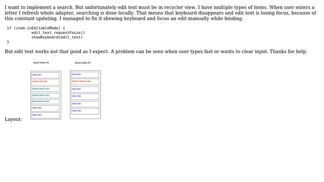 Android EditText in RecyclerView смотреть онлайн