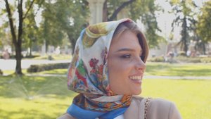 Платок шелковый (атлас) "Освящение колокола", вид 13