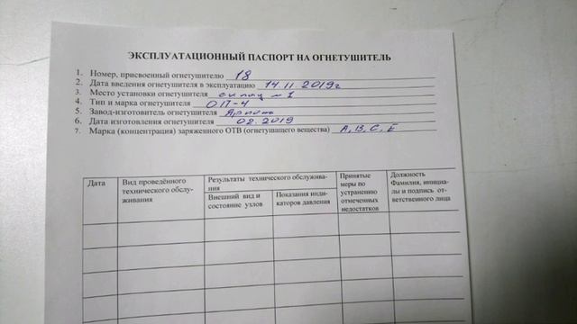 Эксплуатационный паспорт на огнетушитель смотреть онлайн