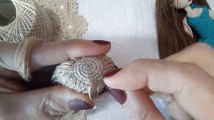 Крепление волос из пряжи для вязаной куклы. Часть 3.