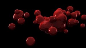 3D animated (Cinema 4d), moving red blob/spheres (metaballs)