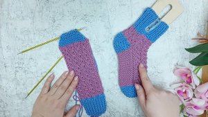 ДЕТСКИЕ вязаные НОСОЧКИ на двух спицах БЕЗ ШВА.  Пятка "Бумеранг".