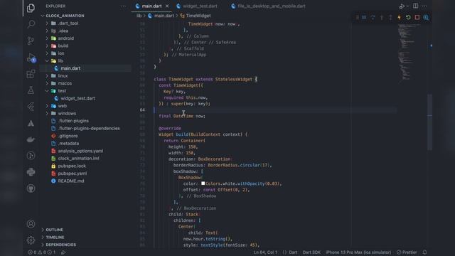 Flutter simple clock animation using animated switcher | Speed Code | Code With Zeeshan | iOS |