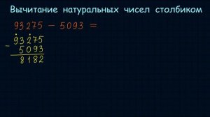 Вычитание натуральных чисел столбиком