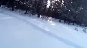 Снегоход буран по целине. Метр снега