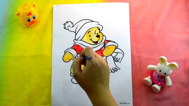 Винни‑Пух раскраска акварелью Winnie the Pooh coloring with watercolors смотреть онлайн