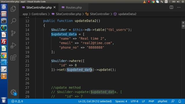 Learn CodeIgniter 4 Tutorials in Hindi - #17 - Query Builder Class #3 - Update & Delete Methods