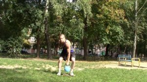 Гиря 32 кг. Вырывание с пола - 55 повторений за 3 мин.
