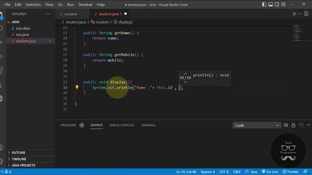 How to create class in java | Tutorial in Tamil | Tamil Programmer