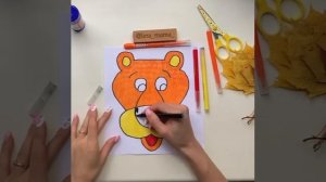 осенние поделки.  лев из листьев