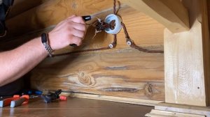 Монтаж ретро-проводки в деревянной бане.