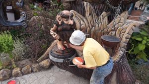 как сделать скульптуру из бетона на дачу .старичок огневичок