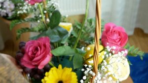 Композиция в Корзине с Фруктами Флористика Для Начинающих