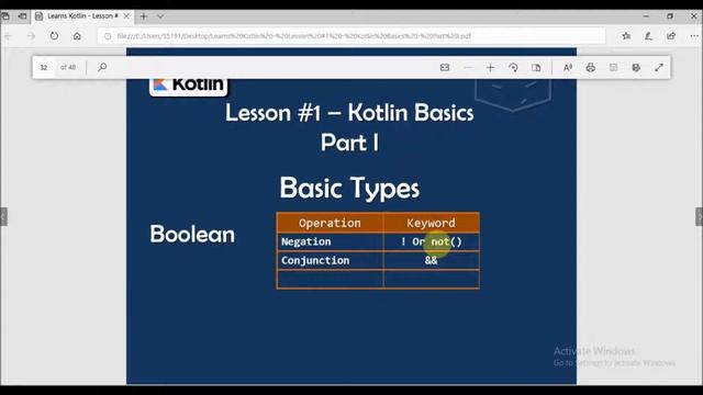 Learn Kotlin - Lesson #1 - Kotlin Basics - Part I