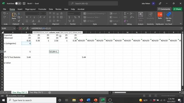 One-Way Chi Squared Excel Calculator смотреть онлайн