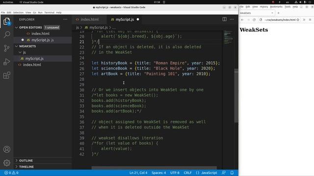 Weak sets in JavaScript - Basic JavaScript Fast (35)