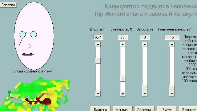 Калькулятор подвидов человека (расовый калькулятор)