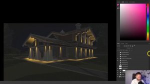 Эскиз фасадного освещения для частного дома в Photoshop