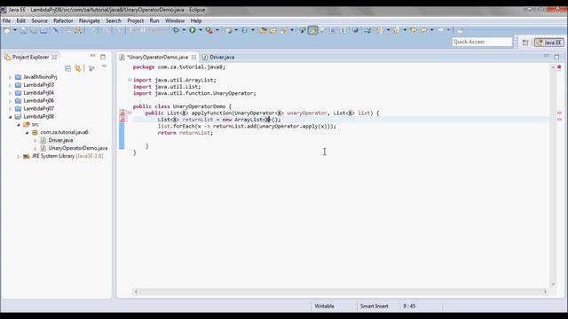 Java 8 Tutorial 08 - UnaryOperator functional interface + Generics + Lambda Expressions смотреть онлайн