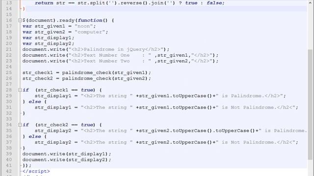 String Palindrome in jQuery
