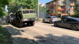 MAZ 537g big uphill loaded with tank