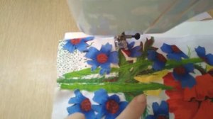 МАК И ВАСИЛЬКИ/из лоскутов ткани/ лоскутное шитье/текстильный коллаж/панно-миниатюра