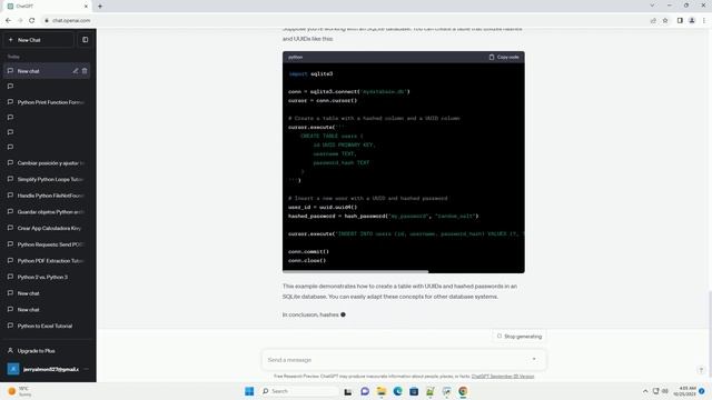 Benefits of Hash and UUID for python database