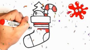 Как нарисовать РОЖДЕСТВЕНСКИЙ НОСОК | Рисунки на НОВЫЙ ГОД для детей | How to draw a christmas sock