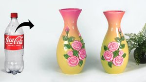 Ваза для цветов из пластиковой бутылки || Изготовление вазы для цветов из цемента .
