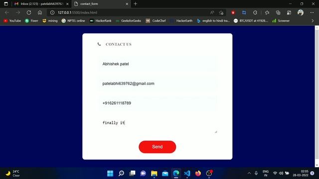 Contact form using html css javascript #web #webdesign #webdevelopment #webcontent