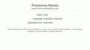 How to pronounce Jose (Colombian Spanish/Colombia)  - PronounceNames.com