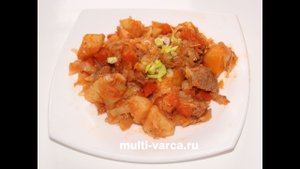 Овощное рагу с мясом, картошкой и капустой в мультиварке / как приготовить овощное рагу
