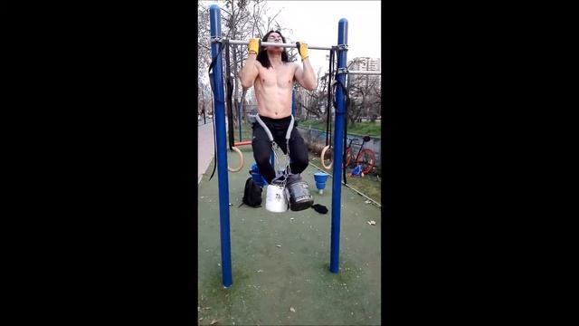 Подтягивания с весом 53 кг / Chin ups weighted with 53 Kg. смотреть онлайн
