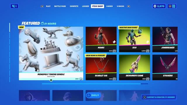 Fortnite: itemshop 6/11/2021 (Go get your Monopoly token Back Bling.Collect all 8! In Item Shop. смотреть онлайн
